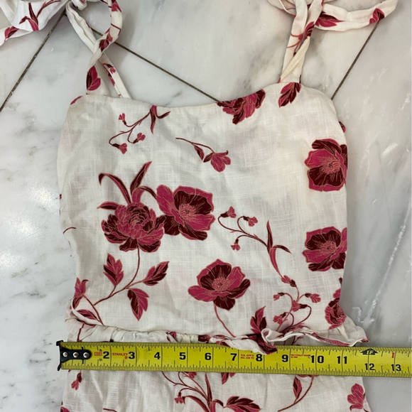 Misa Los Angeles women’s Small linen blend floral pink white wide leg jumpsuit - Picture 8 of 13